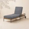 Ropipe Outdoor Rope-Woven Lounge Chair with Adjustable Backrest & Wheels in Dark Gray
