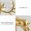 3PCS Golden Deer Figurine with Decorative Plate Set Luxury Resin Animal Sculptures