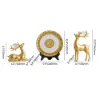 3PCS Golden Deer Figurine with Decorative Plate Set Luxury Resin Animal Sculptures