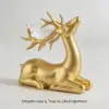 3PCS Golden Deer Figurine with Decorative Plate Set Luxury Resin Animal Sculptures