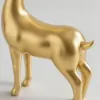 3PCS Golden Deer Figurine with Decorative Plate Set Luxury Resin Animal Sculptures