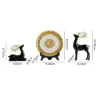 3PCS Black Deer Figurine with Decorative Plate Set Luxury Resin Animal Sculptures