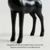 3PCS Black Deer Figurine with Decorative Plate Set Luxury Resin Animal Sculptures