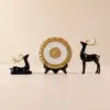 3PCS Black Deer Figurine with Decorative Plate Set Luxury Resin Animal Sculptures