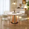 90 - 120 cm Solid Whitewash Wood Extendable Dining Table with Light