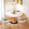 90 - 120 cm Solid Whitewash Wood Extendable Dining Table with Light
