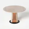 90 - 120 cm Solid Whitewash Wood Extendable Dining Table with Light