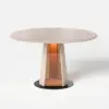 90 - 120 cm Solid Whitewash Wood Extendable Dining Table with Light