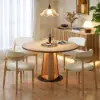 90 - 120 cm Solid Natural Wood Extendable Dining Table with Light