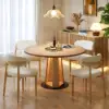 90 - 120 cm Solid Natural Wood Extendable Dining Table with Light