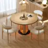 90 - 120 cm Solid Natural Wood Extendable Dining Table with Light