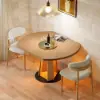 90 - 120 cm Solid Natural Wood Extendable Dining Table with Light