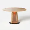 90 - 120 cm Solid Natural Wood Extendable Dining Table with Light