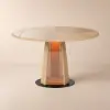 90 - 120 cm Solid Natural Wood Extendable Dining Table with Light
