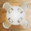 90 - 120 cm Solid Matte Warm White Wood Extendable Dining Table with Light