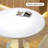 90 - 120 cm Solid Matte Warm White Wood Extendable Dining Table with Light