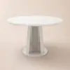90 - 120 cm Solid Matte Warm White Wood Extendable Dining Table with Light