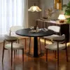 Picture of 90 - 120 cm Solid Black Wood Extendable Dining Table with Light
