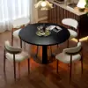 Picture of 90 - 120 cm Solid Black Wood Extendable Dining Table with Light