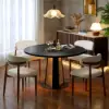 Picture of 90 - 120 cm Solid Black Wood Extendable Dining Table with Light
