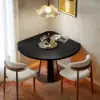 Picture of 90 - 120 cm Solid Black Wood Extendable Dining Table with Light