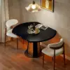 Picture of 90 - 120 cm Solid Black Wood Extendable Dining Table with Light