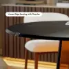 Picture of 90 - 120 cm Solid Black Wood Extendable Dining Table with Light