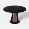 Picture of 90 - 120 cm Solid Black Wood Extendable Dining Table with Light
