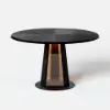 Picture of 90 - 120 cm Solid Black Wood Extendable Dining Table with Light