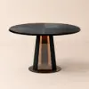 Picture of 90 - 120 cm Solid Black Wood Extendable Dining Table with Light