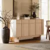 Mid Century Modern 60" Natural Wood Sideboard with Storage & Adjustable Shelves
