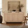 Mid Century Modern 60" Natural Wood Sideboard with Storage & Adjustable Shelves