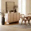 Mid Century Modern 60" Natural Wood Sideboard with Storage & Adjustable Shelves