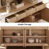 Mid Century Modern 60" Natural Wood Sideboard with Storage & Adjustable Shelves