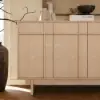 Mid Century Modern 60" Natural Wood Sideboard with Storage & Adjustable Shelves