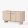 Mid Century Modern 60" Natural Wood Sideboard with Storage & Adjustable Shelves
