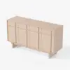 Mid Century Modern 60" Natural Wood Sideboard with Storage & Adjustable Shelves