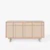 Mid Century Modern 60" Natural Wood Sideboard with Storage & Adjustable Shelves