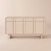 Mid Century Modern 60" Natural Wood Sideboard with Storage & Adjustable Shelves