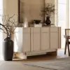 Mid Century Modern 60" Whitewash Wood Sideboard with Storage & Adjustable Shelves
