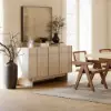 Mid Century Modern 60" Whitewash Wood Sideboard with Storage & Adjustable Shelves