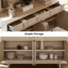 Mid Century Modern 60" Whitewash Wood Sideboard with Storage & Adjustable Shelves