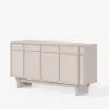 Mid Century Modern 60" Whitewash Wood Sideboard with Storage & Adjustable Shelves