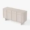 Mid Century Modern 60" Whitewash Wood Sideboard with Storage & Adjustable Shelves