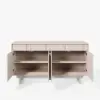 Mid Century Modern 60" Whitewash Wood Sideboard with Storage & Adjustable Shelves