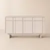Mid Century Modern 60" Whitewash Wood Sideboard with Storage & Adjustable Shelves