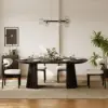 Modern 47"-79" Extendable Black Wood Dining Table with Fluted Base, Seats 4-6