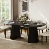 Modern 47"-79" Extendable Black Wood Dining Table with Fluted Base, Seats 4-6