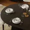 Modern 47"-79" Extendable Black Wood Dining Table with Fluted Base, Seats 4-6
