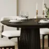 Modern 47"-79" Extendable Black Wood Dining Table with Fluted Base, Seats 4-6